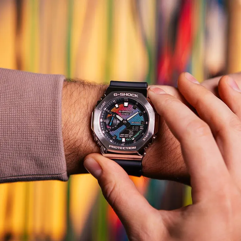 Casio G-Shock  "Rainbow Brick Wall" Analog-Digital Men's Watch- GM-2100RW-1A